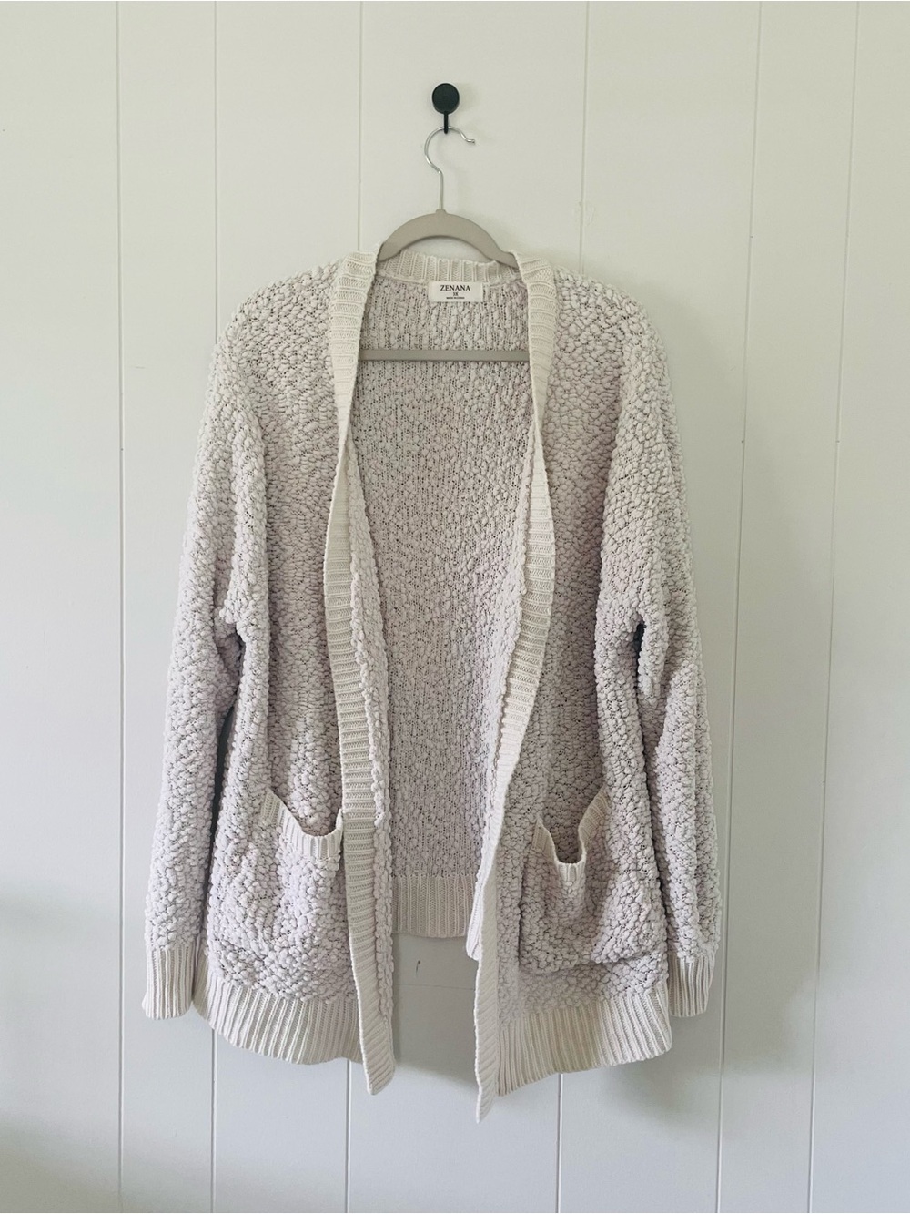 Zenana Outfitters Cream Popcorn Knit Open-Front Cardigan